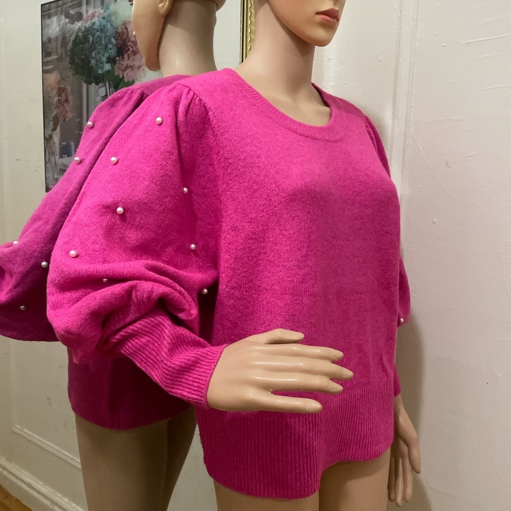 CeCe Fuchsia Sweater with Pearl Details - Picture 9 of 15